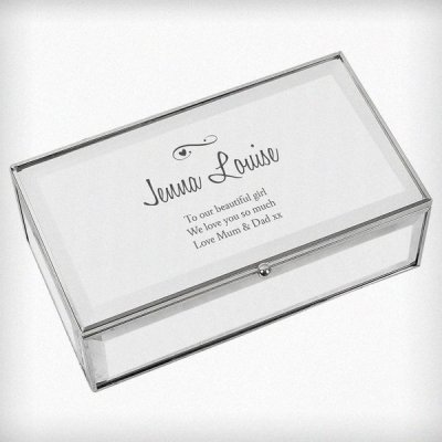 (image for) Personalised Swirls & Hearts Mirrored Jewellery Box