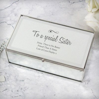 (image for) Personalised Swirls & Hearts Mirrored Jewellery Box