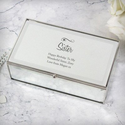 (image for) Personalised Swirls & Hearts Mirrored Jewellery Box