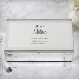 (image for) Personalised Swirls & Hearts Mirrored Jewellery Box