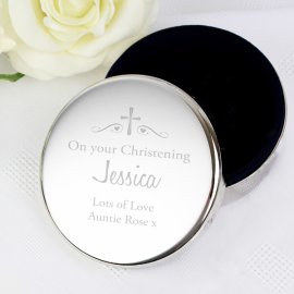 (image for) Personalised Religious Swirls & Hearts Round Trinket Box