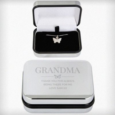 (image for) Personalised Box and Butterfly Necklace