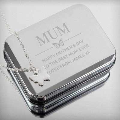 (image for) Personalised Box and Butterfly Necklace