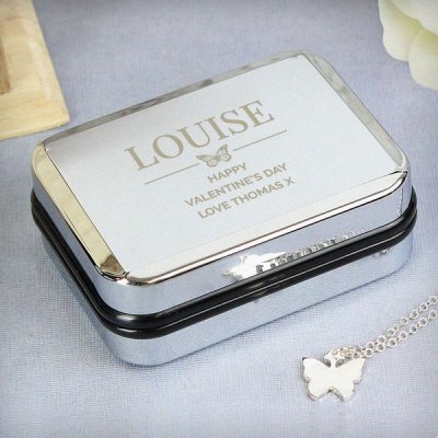 (image for) Personalised Box and Butterfly Necklace