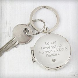 (image for) Personalised Heart Motif Round Photo Keyring