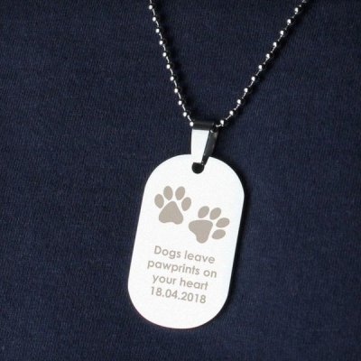 (image for) Personalised Pawprints Stainless Steel Dog Tag Necklace