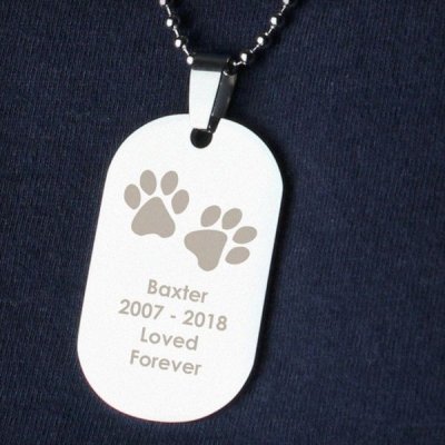 (image for) Personalised Pawprints Stainless Steel Dog Tag Necklace