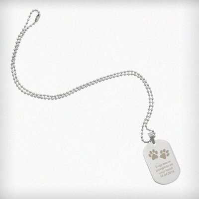 (image for) Personalised Pawprints Stainless Steel Dog Tag Necklace