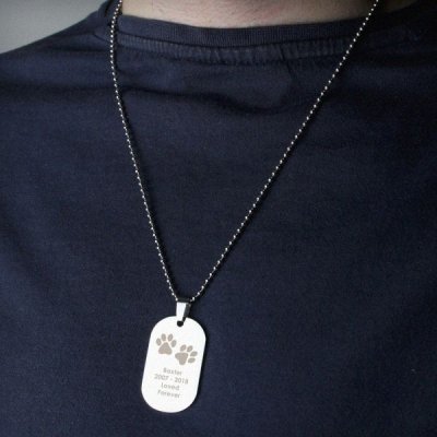 (image for) Personalised Pawprints Stainless Steel Dog Tag Necklace