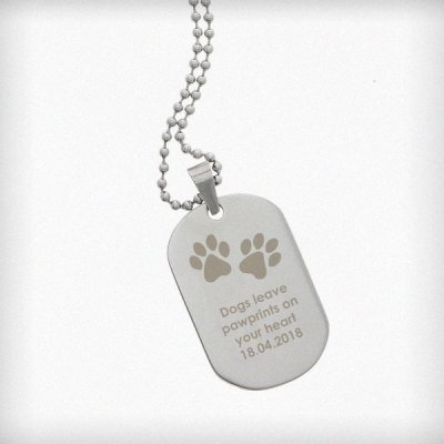 (image for) Personalised Pawprints Stainless Steel Dog Tag Necklace