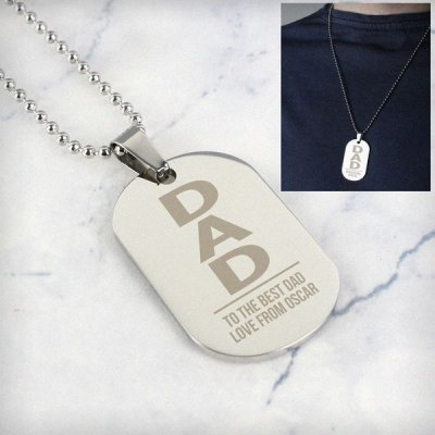 (image for) Personalised Dad Stainless Steel Dog Tag Necklace