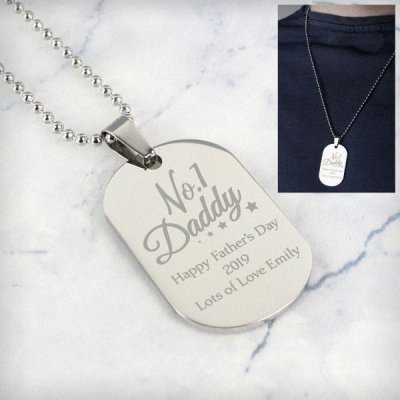 (image for) Personalised No.1 Daddy Stainless Steel Dog Tag Necklace