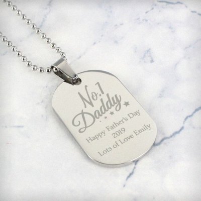 (image for) Personalised No.1 Daddy Stainless Steel Dog Tag Necklace