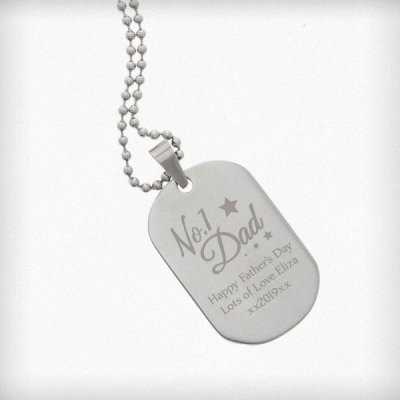 (image for) Personalised No.1 Dad Stainless Steel Dog Tag Necklace