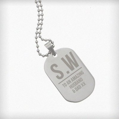 (image for) Personalised Initials Stainless Steel Dog Tag Necklace