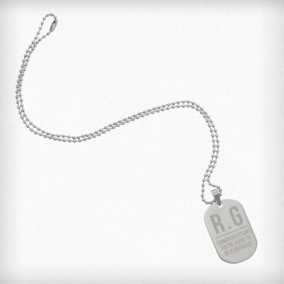 (image for) Personalised Initials Stainless Steel Dog Tag Necklace