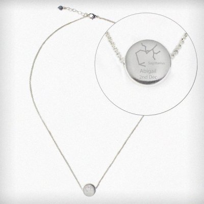 (image for) Personalised Sagittarius Zodiac Star Sign Silver Tone Necklace (