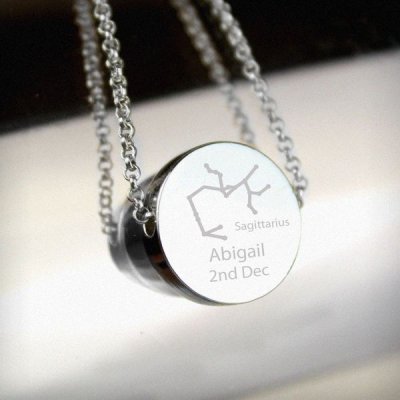 (image for) Personalised Sagittarius Zodiac Star Sign Silver Tone Necklace (