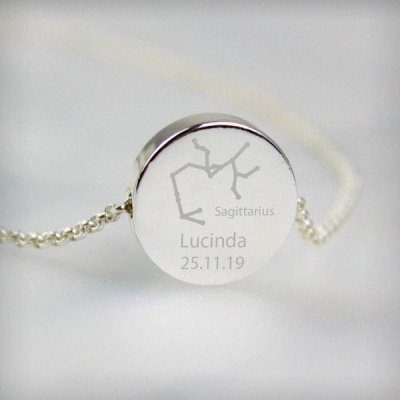 (image for) Personalised Sagittarius Zodiac Star Sign Silver Tone Necklace (