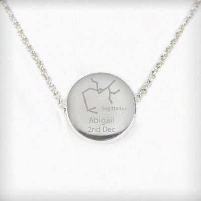 (image for) Personalised Sagittarius Zodiac Star Sign Silver Tone Necklace (