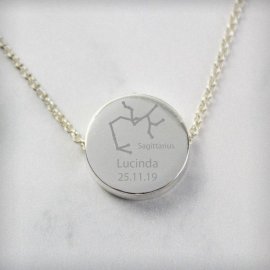 (image for) Personalised Sagittarius Zodiac Star Sign Silver Tone Necklace (