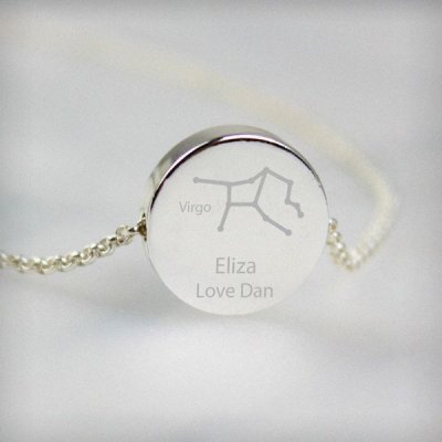 (image for) Personalised Virgo Zodiac Star Sign Silver Tone Necklace (August