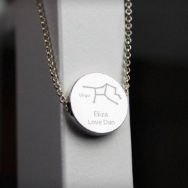 (image for) Personalised Virgo Zodiac Star Sign Silver Tone Necklace (August