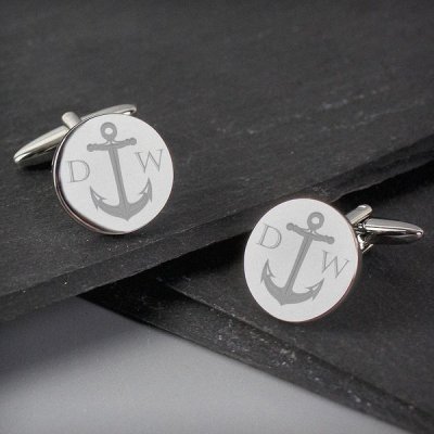 (image for) Personalised Anchor Round Cufflinks