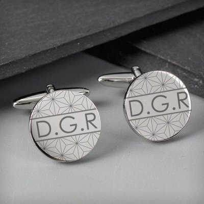 (image for) Personalised Geometric Round Cufflinks