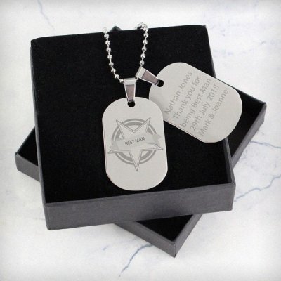 (image for) Personalised Star Stainless Steel Double Dog Tag Necklace