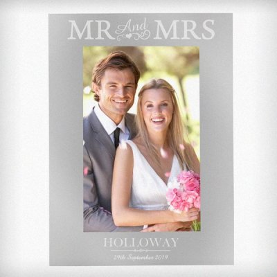 (image for) Personalised Silver Mr & Mrs 4x6 Photo Frame