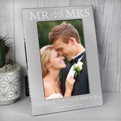 (image for) Personalised Silver Mr & Mrs 4x6 Photo Frame