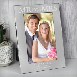 (image for) Personalised Silver Mr & Mrs 4x6 Photo Frame