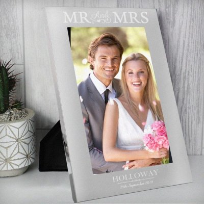 (image for) Personalised Silver Mr & Mrs 5x7 Photo Frame