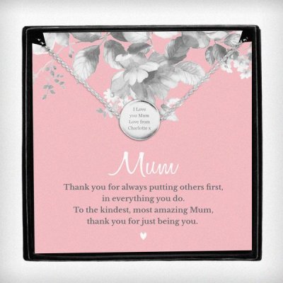 (image for) Personalised Mum Sentiment Silver Tone Necklace and Box