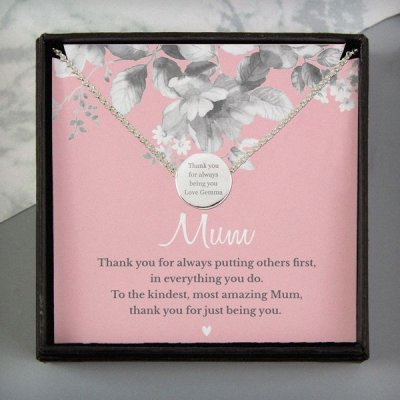 (image for) Personalised Mum Sentiment Silver Tone Necklace and Box