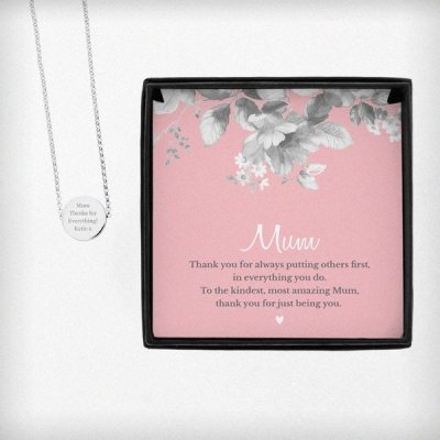 (image for) Personalised Mum Sentiment Silver Tone Necklace and Box