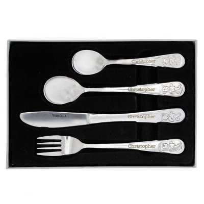 (image for) Personalised Teddy 4 Piece Embossed Cutlery Set