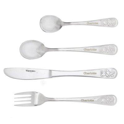 (image for) Personalised Teddy 4 Piece Embossed Cutlery Set