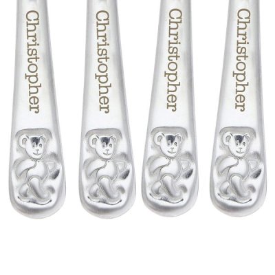 (image for) Personalised Teddy 4 Piece Embossed Cutlery Set