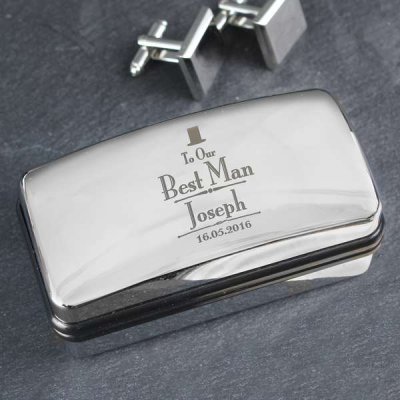 (image for) Personalised Decorative Wedding Best Man Cufflink Box