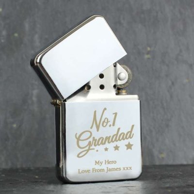 (image for) Personalised 'No.1 Grandad' Silver Lighter