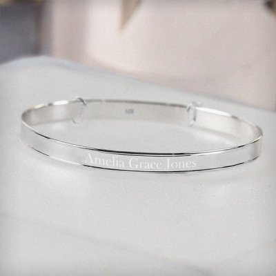 (image for) Personalised Sterling Silver Childs Expanding Diamante Star Brac