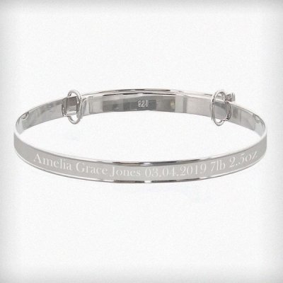 (image for) Personalised Sterling Silver Childs Expanding Diamante Star Brac