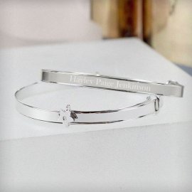 (image for) Personalised Sterling Silver Childs Expanding Diamante Star Brac