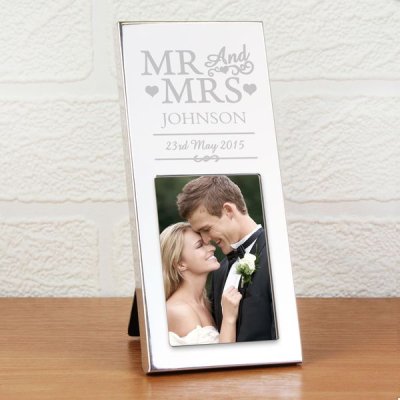 (image for) Personalised Small Silver Mr & Mrs 2x3 Photo Frame