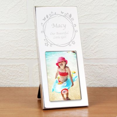 (image for) Personalised Small Silver Butterfly Swirl 2x3 Photo Frame