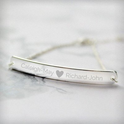 (image for) Personalised Silver Tone Heart Bar Bracelet