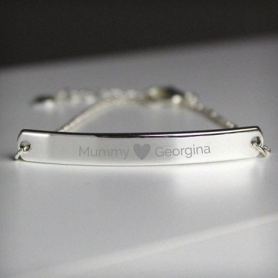 (image for) Personalised Silver Tone Heart Bar Bracelet