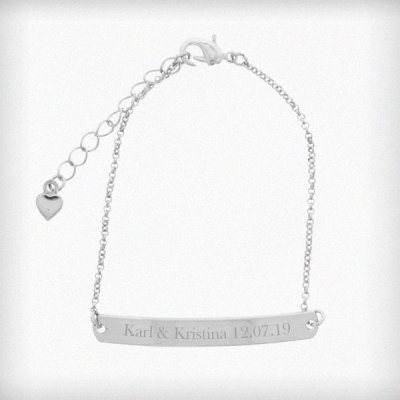 (image for) Personalised Silver Tone Bar Bracelet